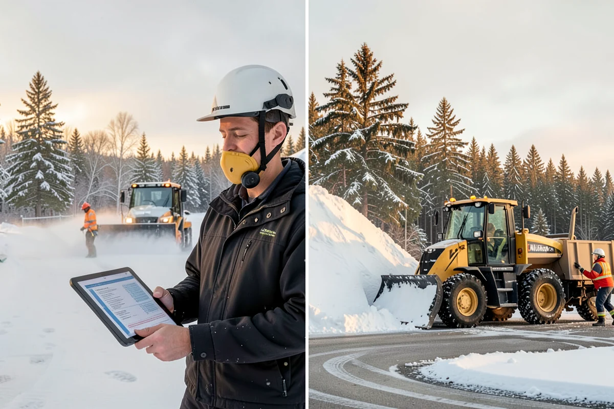 Office Park Snow Removal in Arlington, Snohomish County, WA - Inventory shared lots, drive aisles, and inter-building walks