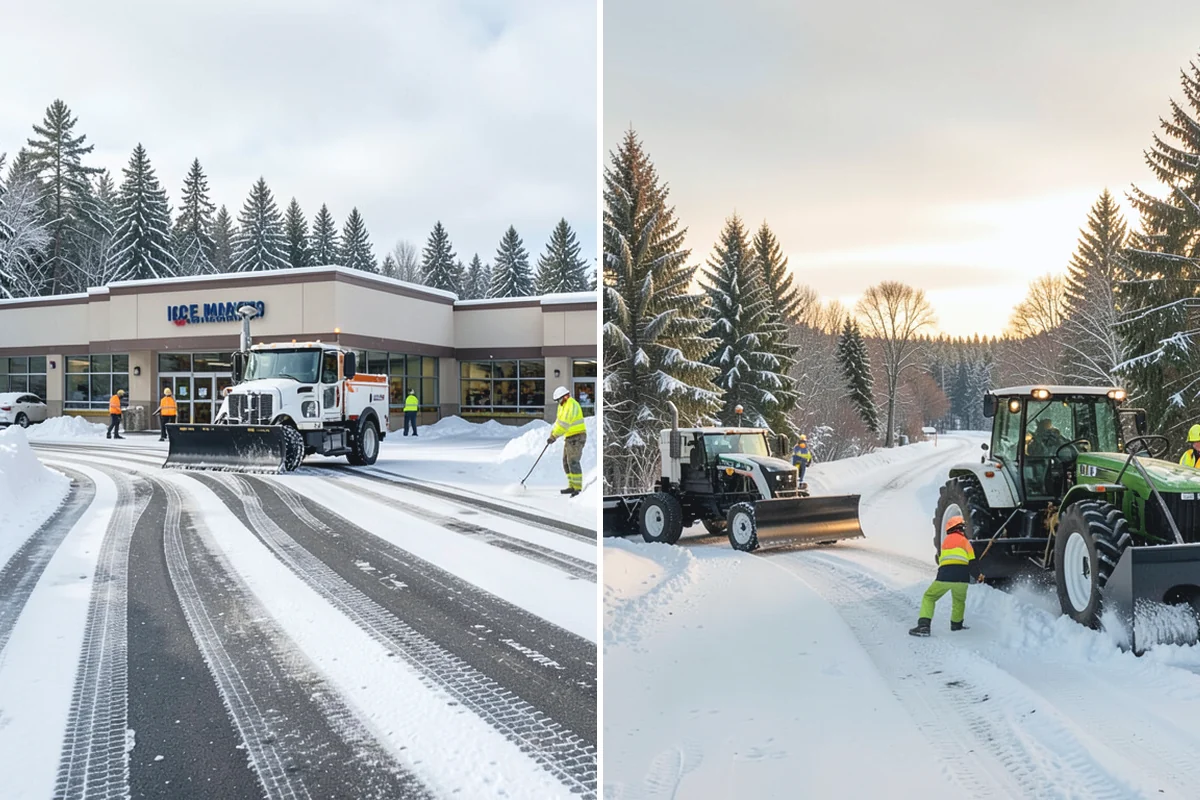Office Park Snow Removal in Auburn, King County, WA - Inventory shared lots, drive aisles, and inter-building walks
