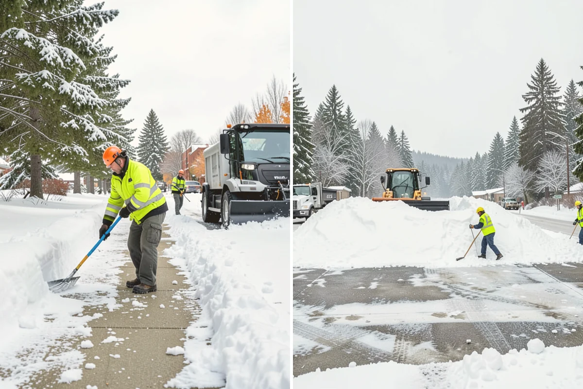 Office Park Snow Removal in Bellevue, King County, WA - Inventory shared lots, drive aisles, and inter-building walks