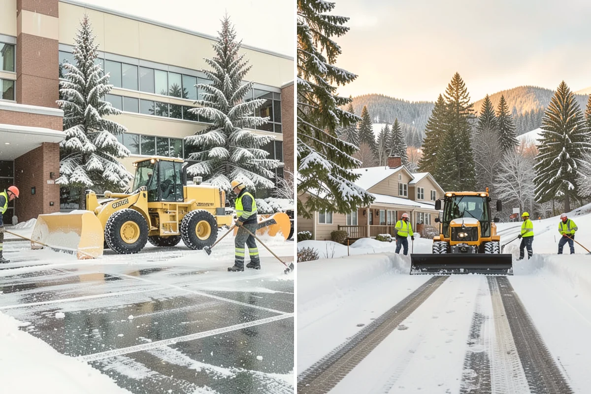Office Park Snow Removal in Bothell, King County, WA - Inventory shared lots, drive aisles, and inter-building walks
