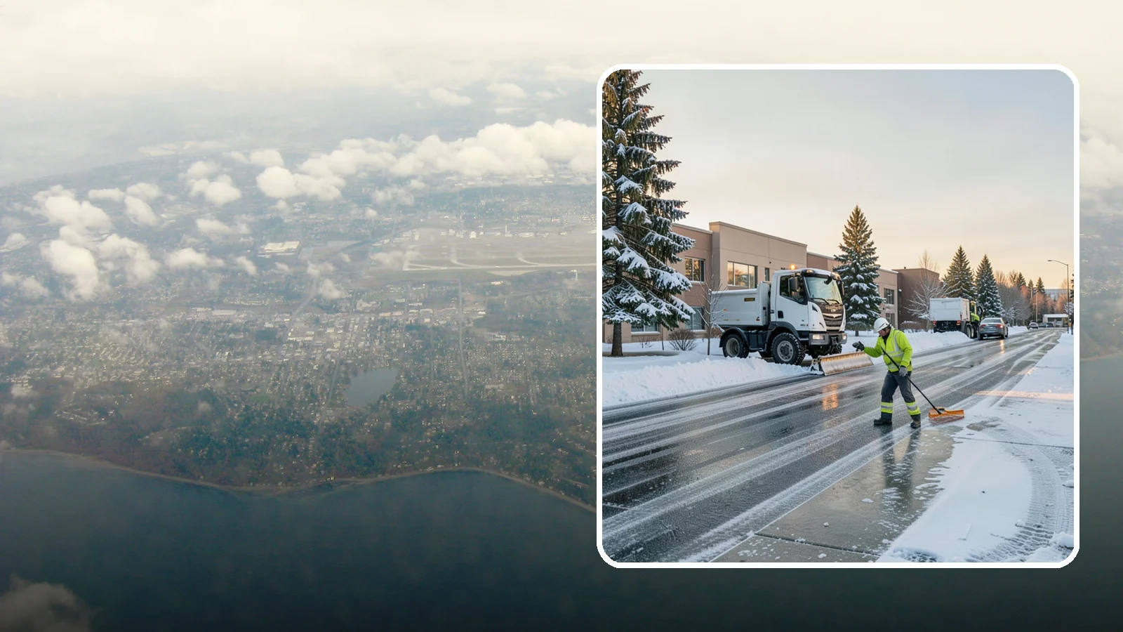 Office Park Snow Removal in Burien, King County, WA - Across multiple buildings and shared lots, we coordinate one seamless snow plan so every tenant's employees arrive to a cleared...