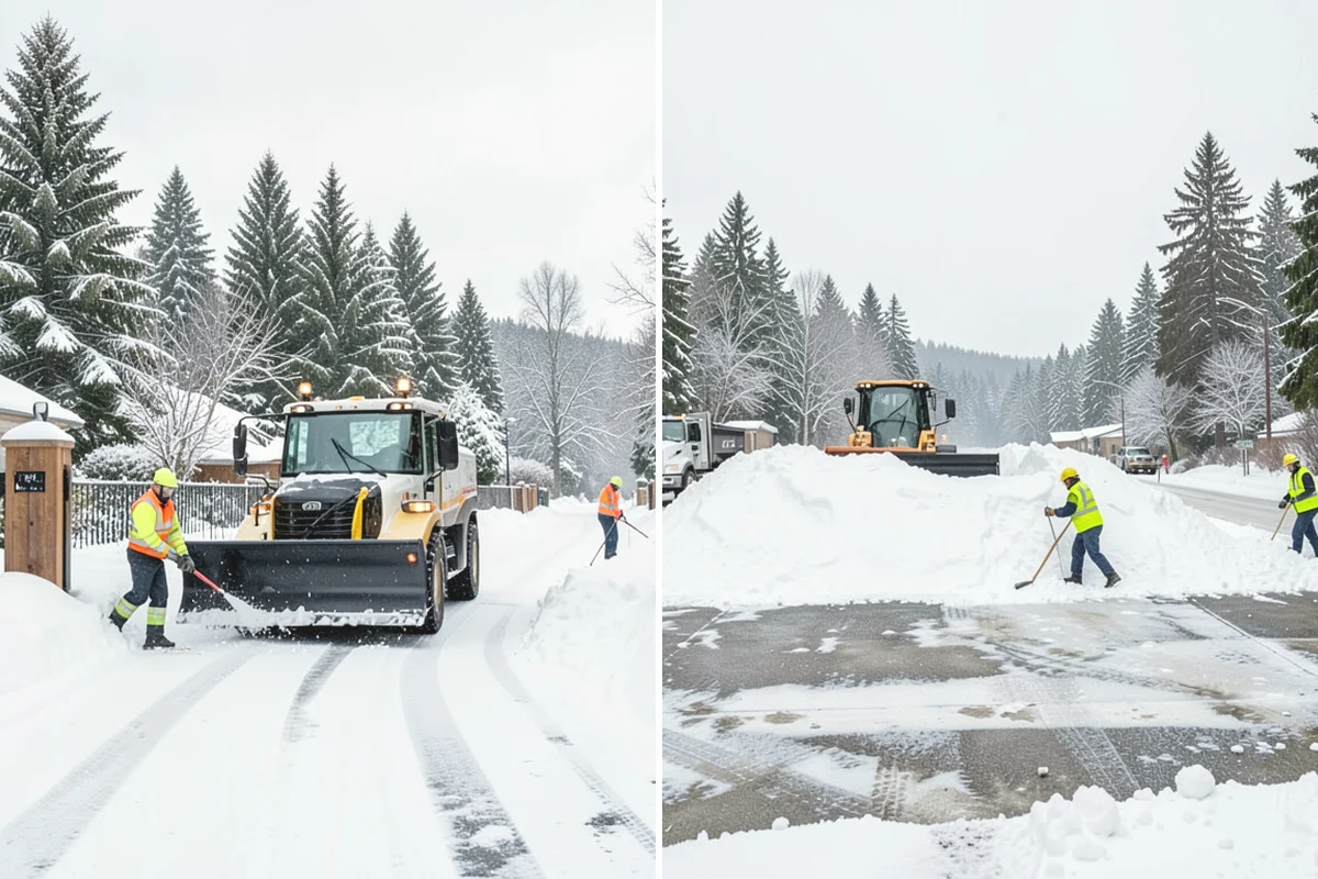 Office Park Snow Removal in Burien, King County, WA - Inventory shared lots, drive aisles, and inter-building walks