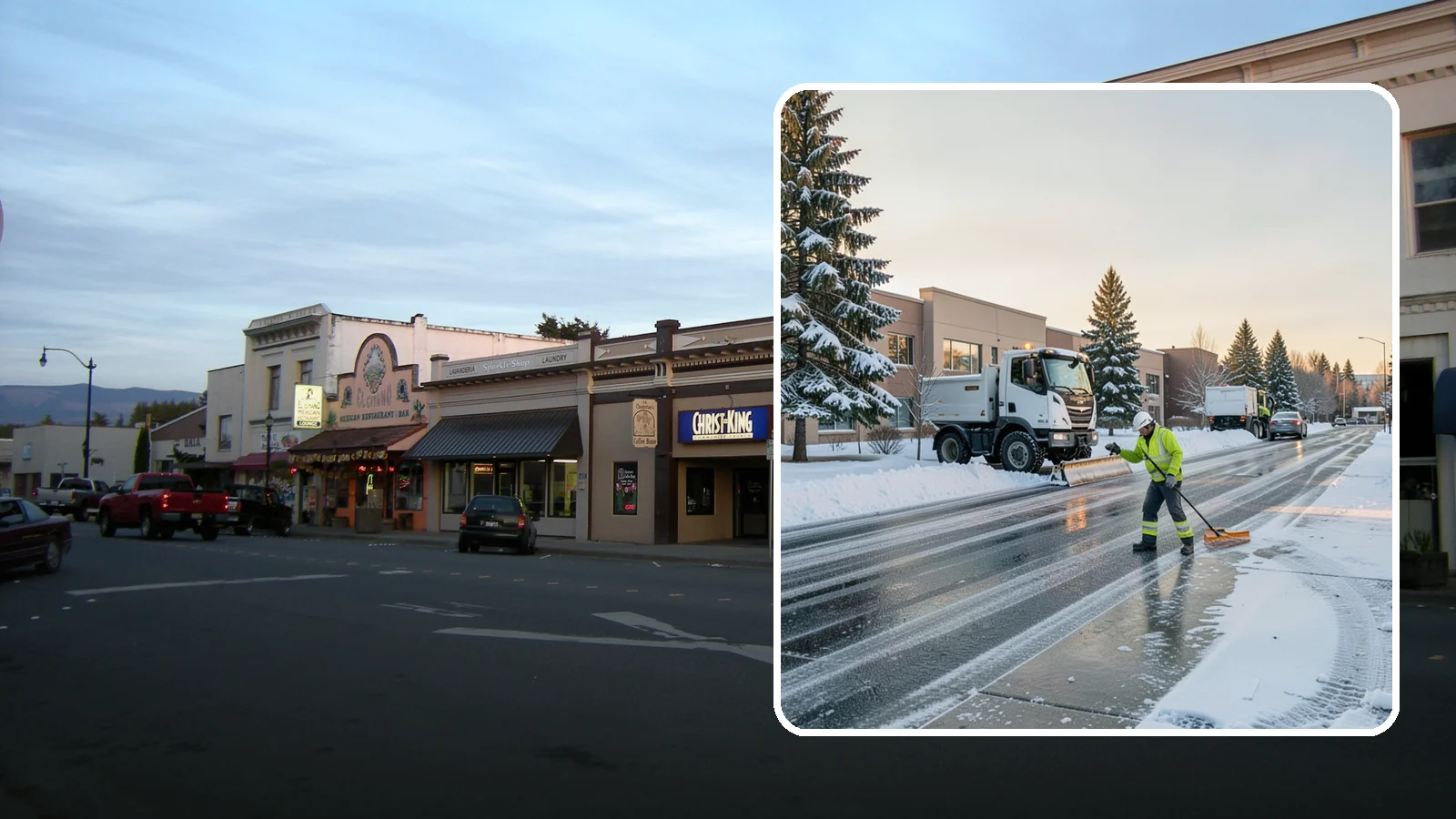 Office Park Snow Removal in Burlington, Skagit County, WA - Across multiple buildings and shared lots, we coordinate one seamless snow plan so every tenant's employees arrive to a cleared...