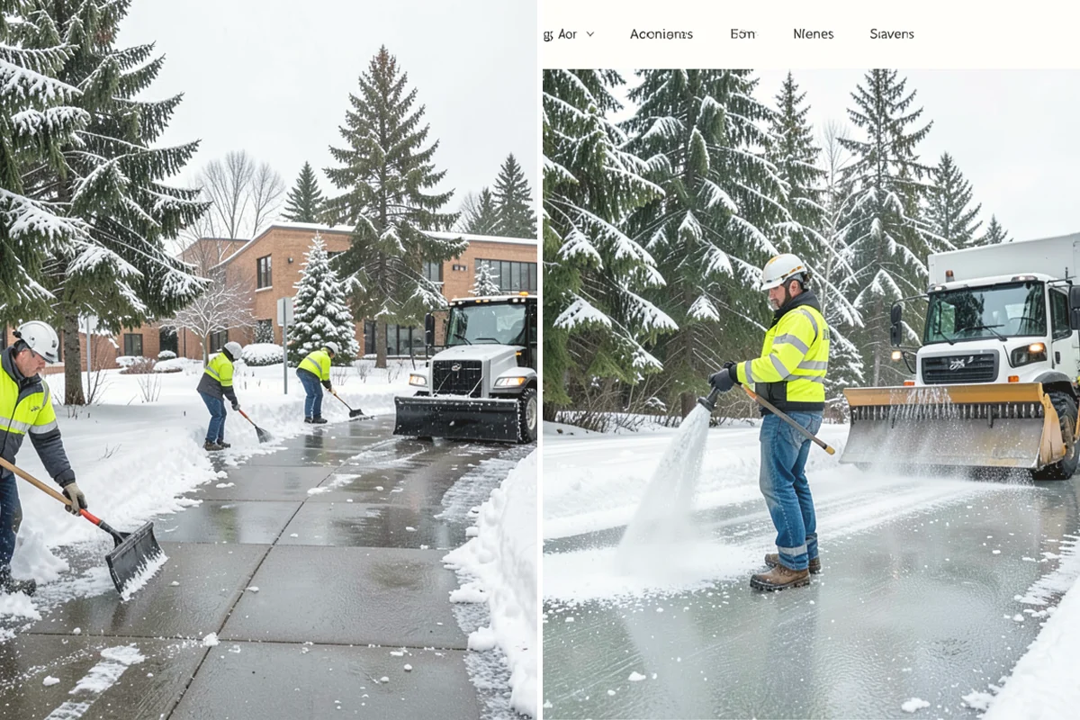 Office Park Snow Removal in Burlington, Skagit County, WA - Inventory shared lots, drive aisles, and inter-building walks