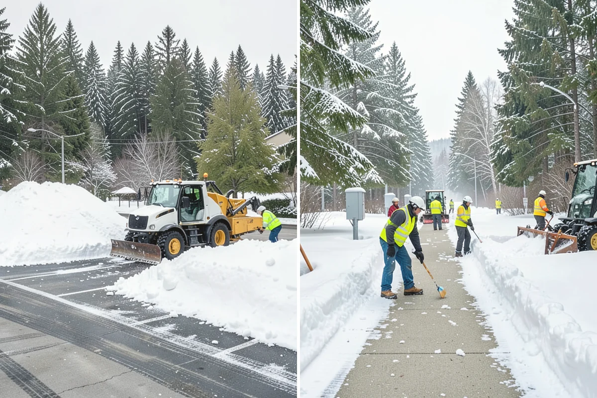 Office Park Snow Removal in Carbonado, Pierce County, WA - Inventory shared lots, drive aisles, and inter-building walks