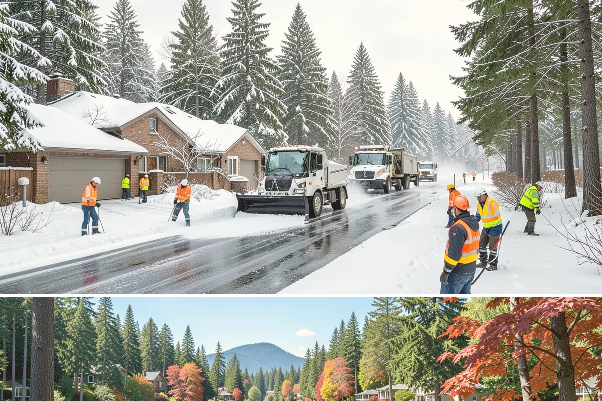 Office Park Snow Removal in Covington, King County, WA - Office parks need dependable service December through February around weekday morning freeze events.