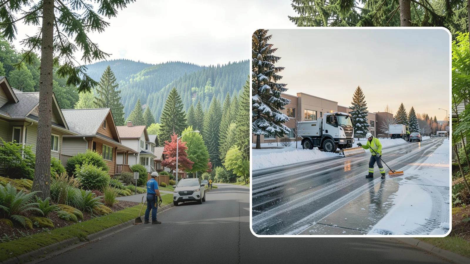Office Park Snow Removal in Darrington, Snohomish County, WA - Across multiple buildings and shared lots, we coordinate one seamless snow plan so every tenant's employees arrive to a cleared...