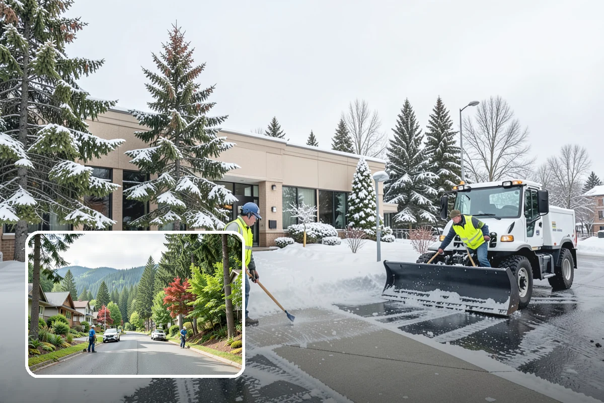 Office Park Snow Removal in Darrington, Snohomish County, WA - Whole-campus coordination across shared lots and drives