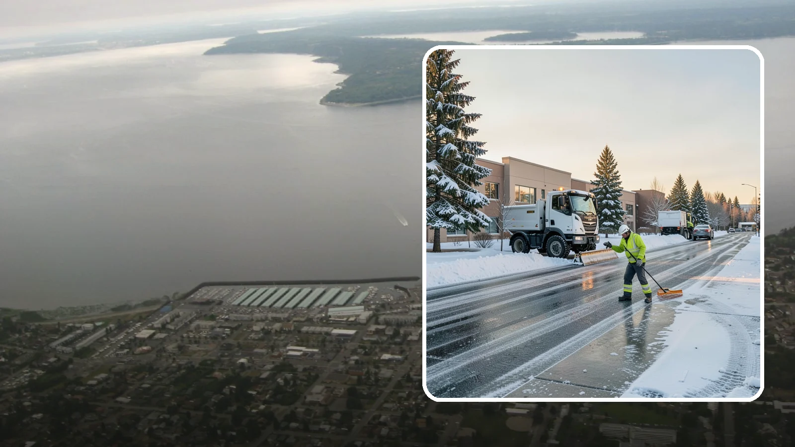 Office Park Snow Removal in Des Moines, King County, WA - Across multiple buildings and shared lots, we coordinate one seamless snow plan so every tenant's employees arrive to a cleared...