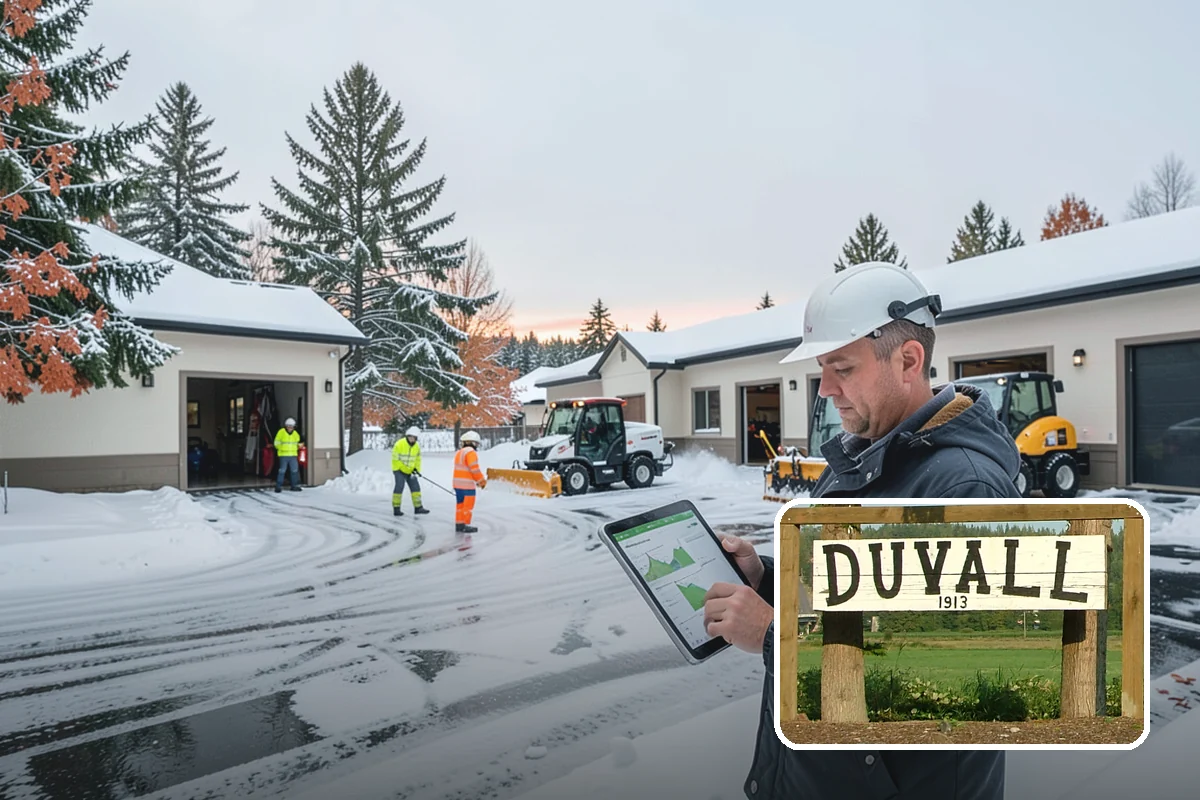 Office Park Snow Removal in Duvall, King County, WA - Whole-campus coordination across shared lots and drives