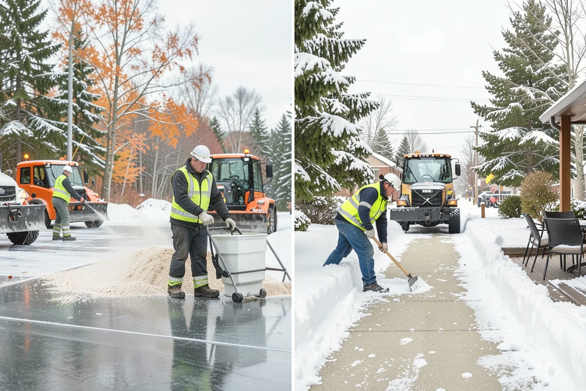 Office Park Snow Removal in Duvall, King County, WA - Inventory shared lots, drive aisles, and inter-building walks