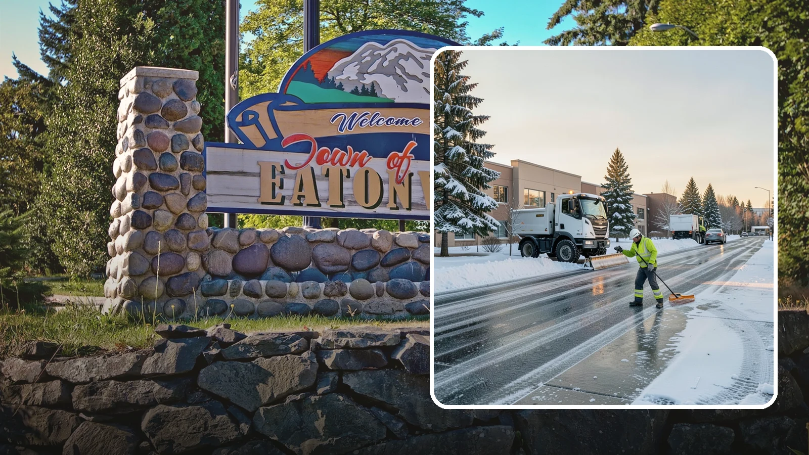 Office Park Snow Removal in Eatonville, Pierce County, WA - Across multiple buildings and shared lots, we coordinate one seamless snow plan so every tenant's employees arrive to a cleared...