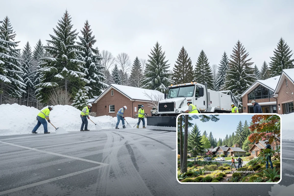 Office Park Snow Removal in Edgewood, Pierce County, WA - Whole-campus coordination across shared lots and drives