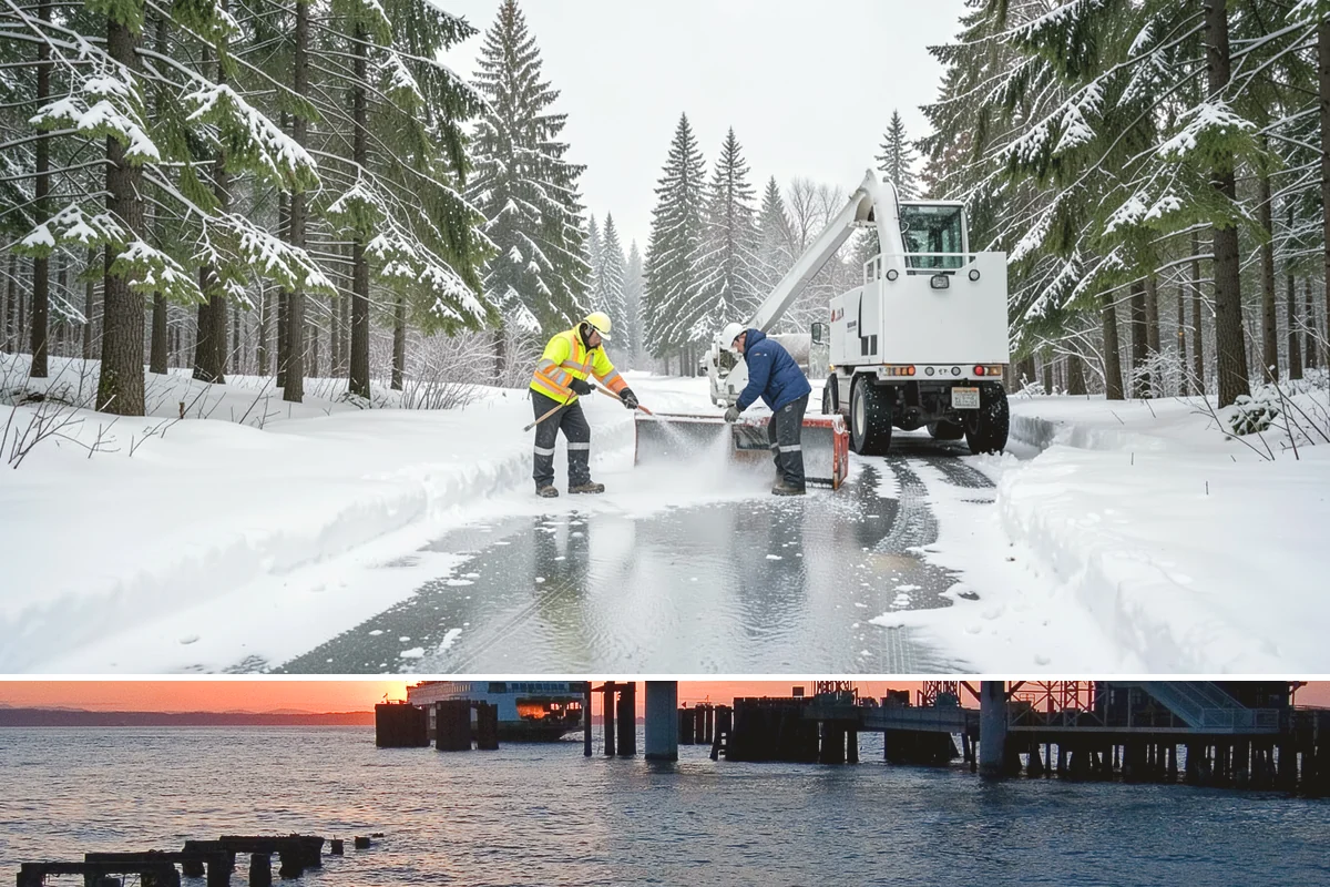 Office Park Snow Removal in Edmonds, Snohomish County, WA - Office parks need dependable service December through February around weekday morning freeze events.