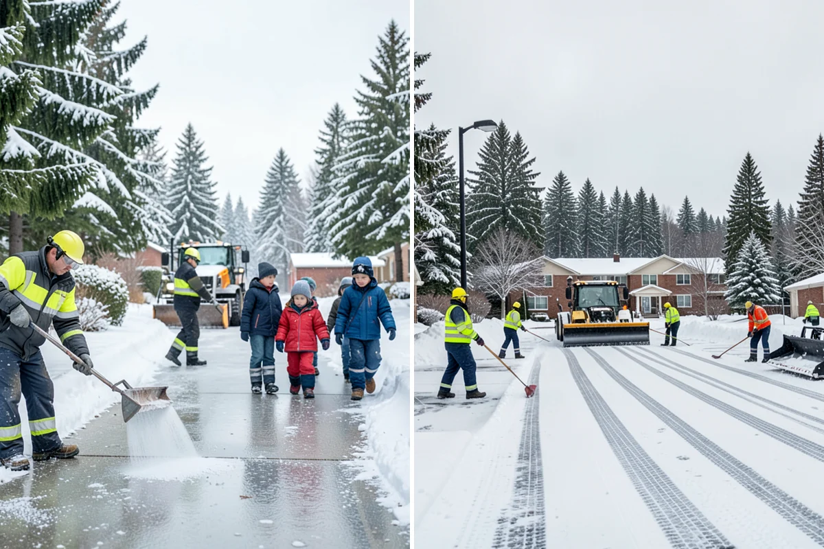 Office Park Snow Removal in Enumclaw, King County, WA - Inventory shared lots, drive aisles, and inter-building walks