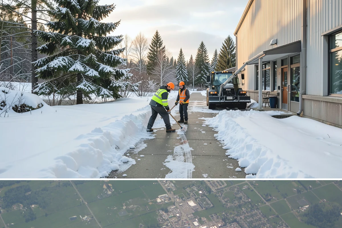 Office Park Snow Removal in Enumclaw, King County, WA - Office parks need dependable service December through February around weekday morning freeze events.