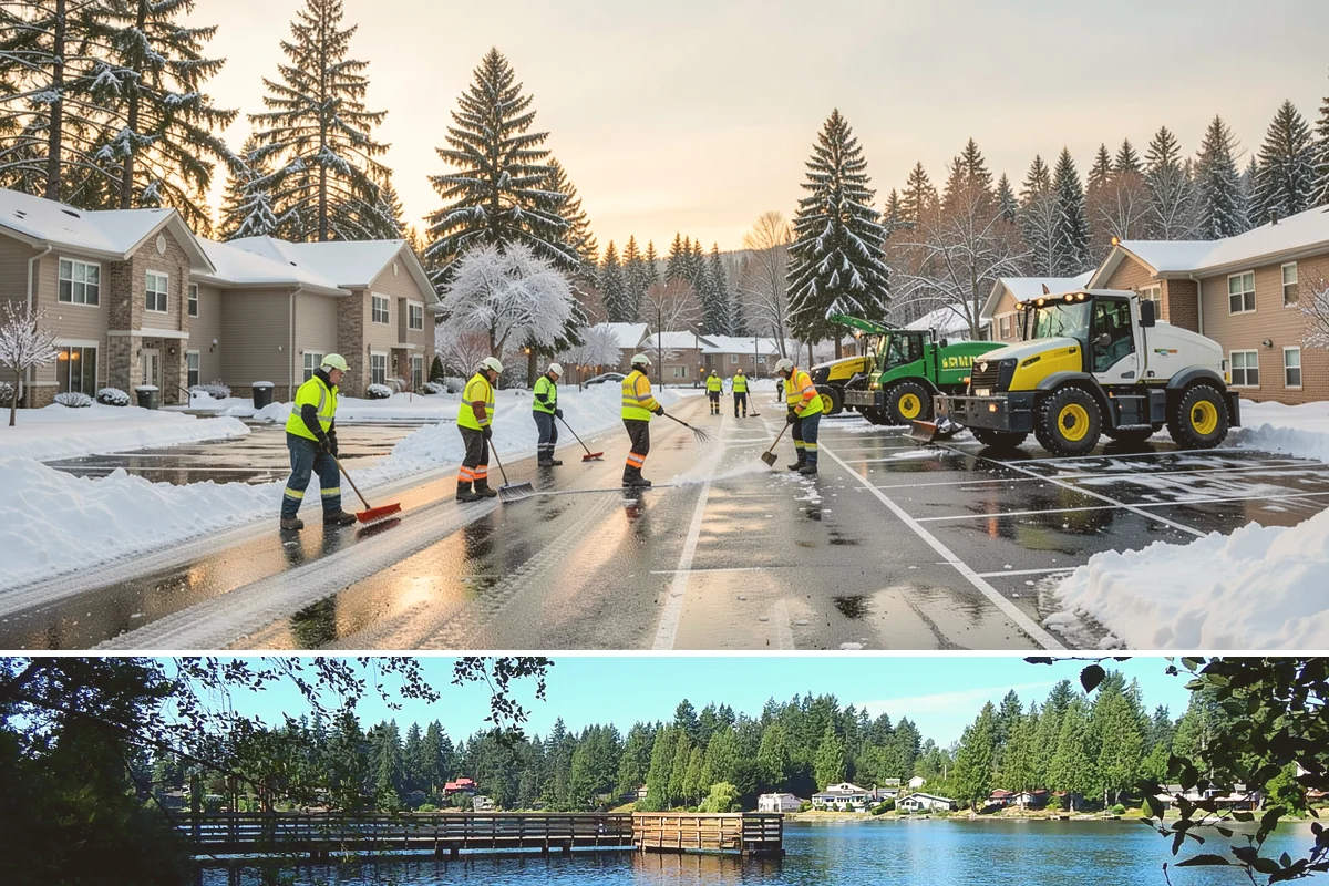 Office Park Snow Removal in Federal Way, King County, WA - Office parks need dependable service December through February around weekday morning freeze events.