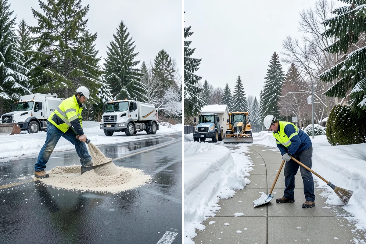 Office Park Snow Removal in Fircrest, Pierce County, WA - Inventory shared lots, drive aisles, and inter-building walks