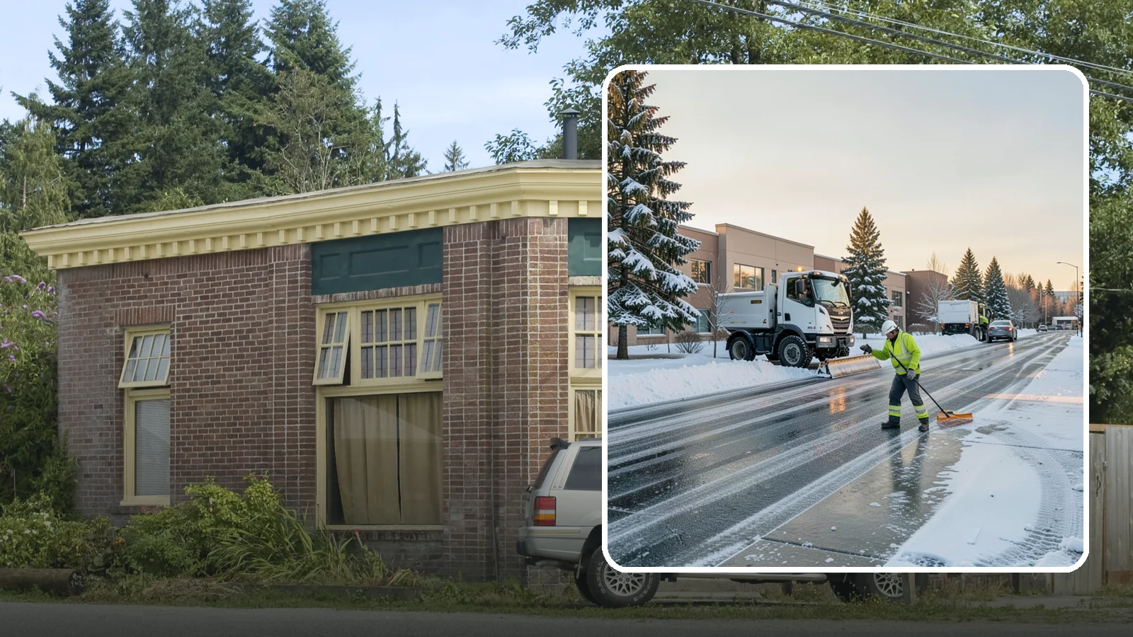 Office Park Snow Removal in Hamilton, Skagit County, WA - Across multiple buildings and shared lots, we coordinate one seamless snow plan so every tenant's employees arrive to a cleared...