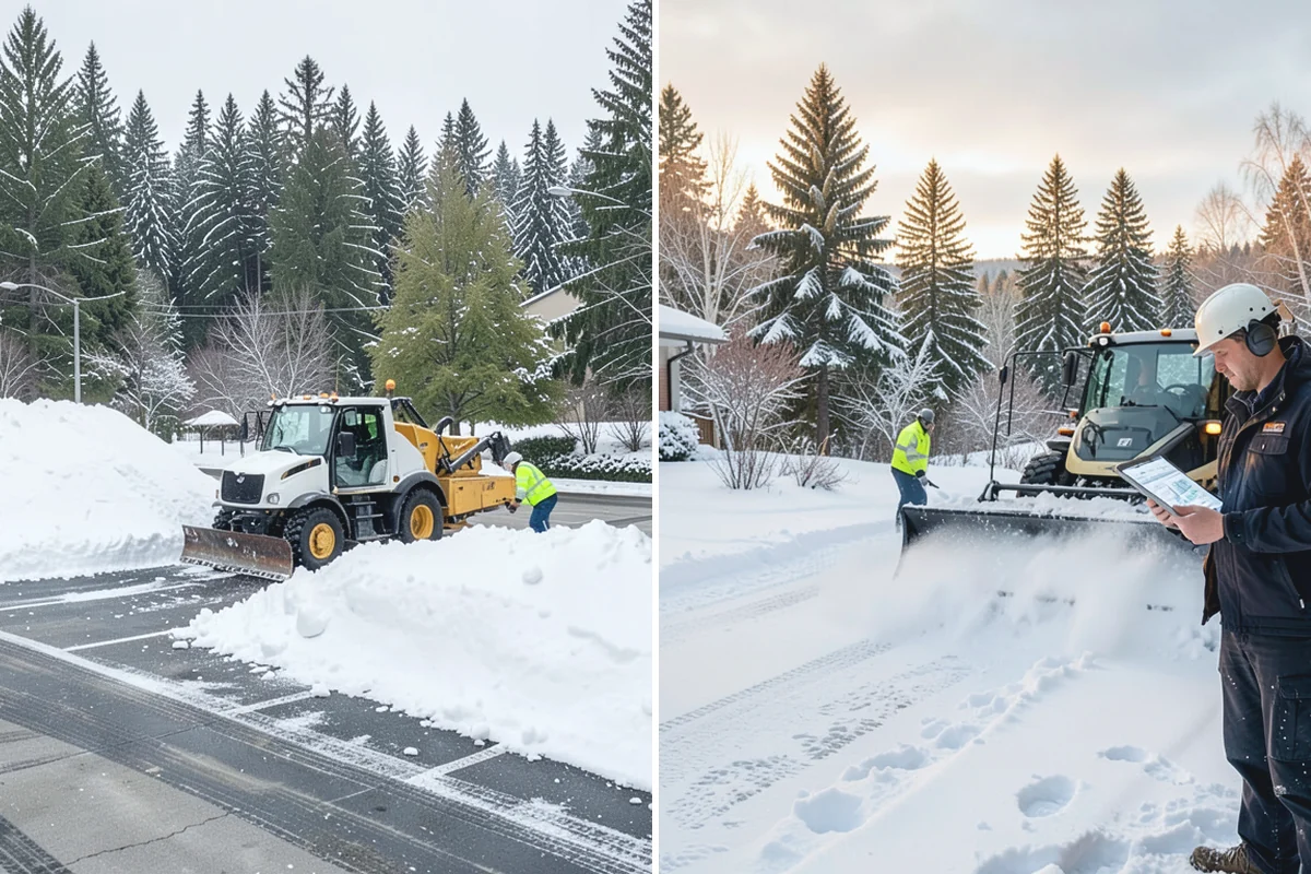Office Park Snow Removal in Hamilton, Skagit County, WA - Inventory shared lots, drive aisles, and inter-building walks