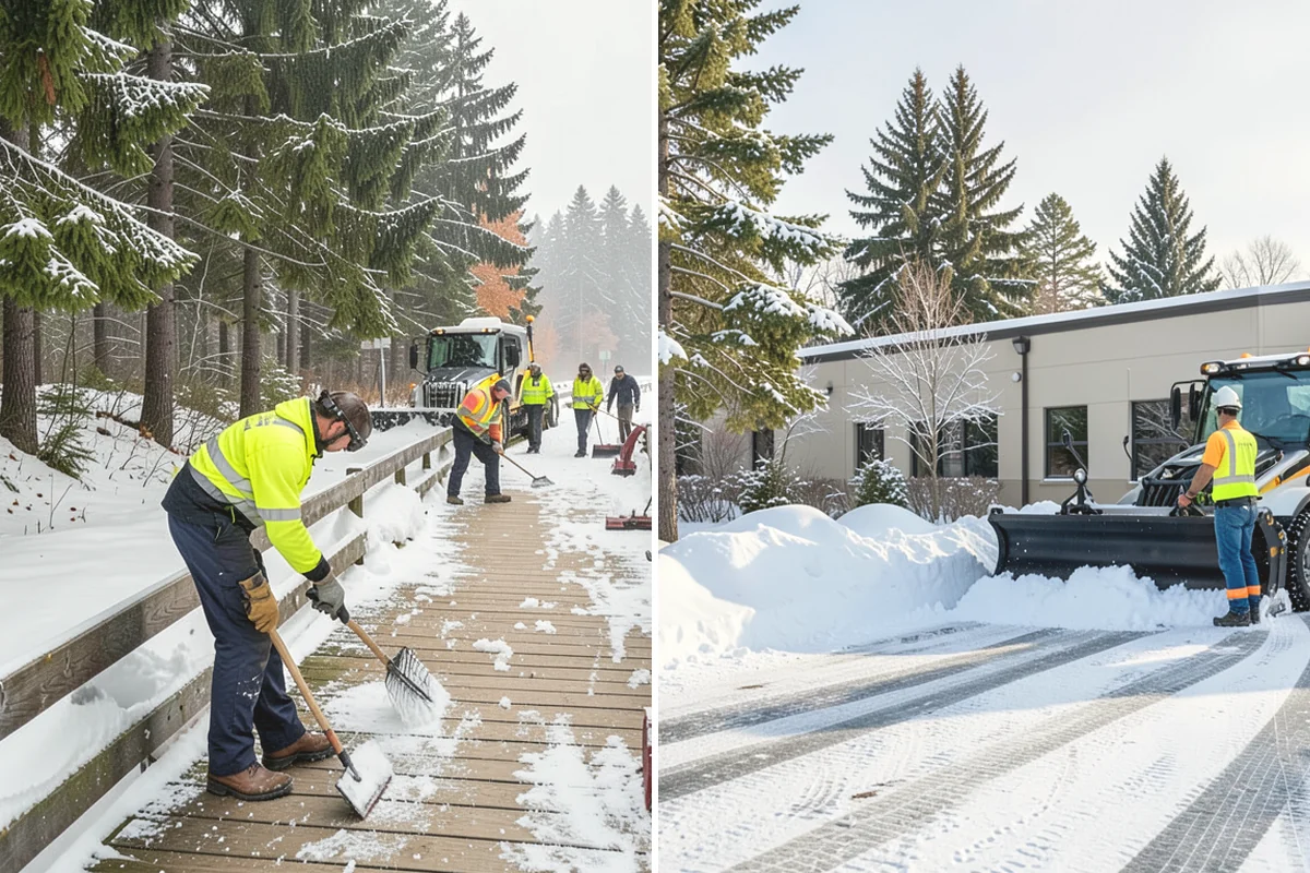 Office Park Snow Removal in Issaquah, King County, WA - Inventory shared lots, drive aisles, and inter-building walks
