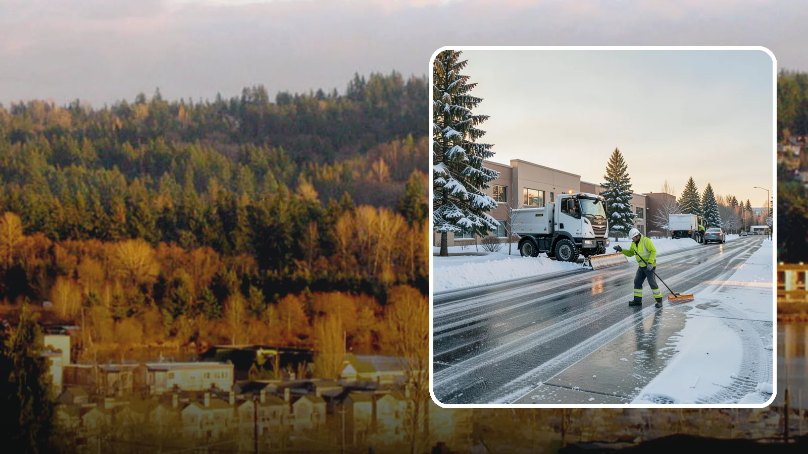 Office Park Snow Removal in Kenmore, King County, WA - Across multiple buildings and shared lots, we coordinate one seamless snow plan so every tenant's employees arrive to a cleared...