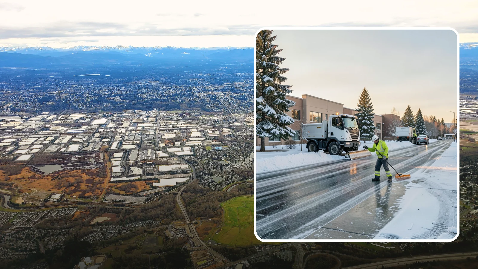 Office Park Snow Removal in Kent, King County, WA - Across multiple buildings and shared lots, we coordinate one seamless snow plan so every tenant's employees arrive to a cleared...