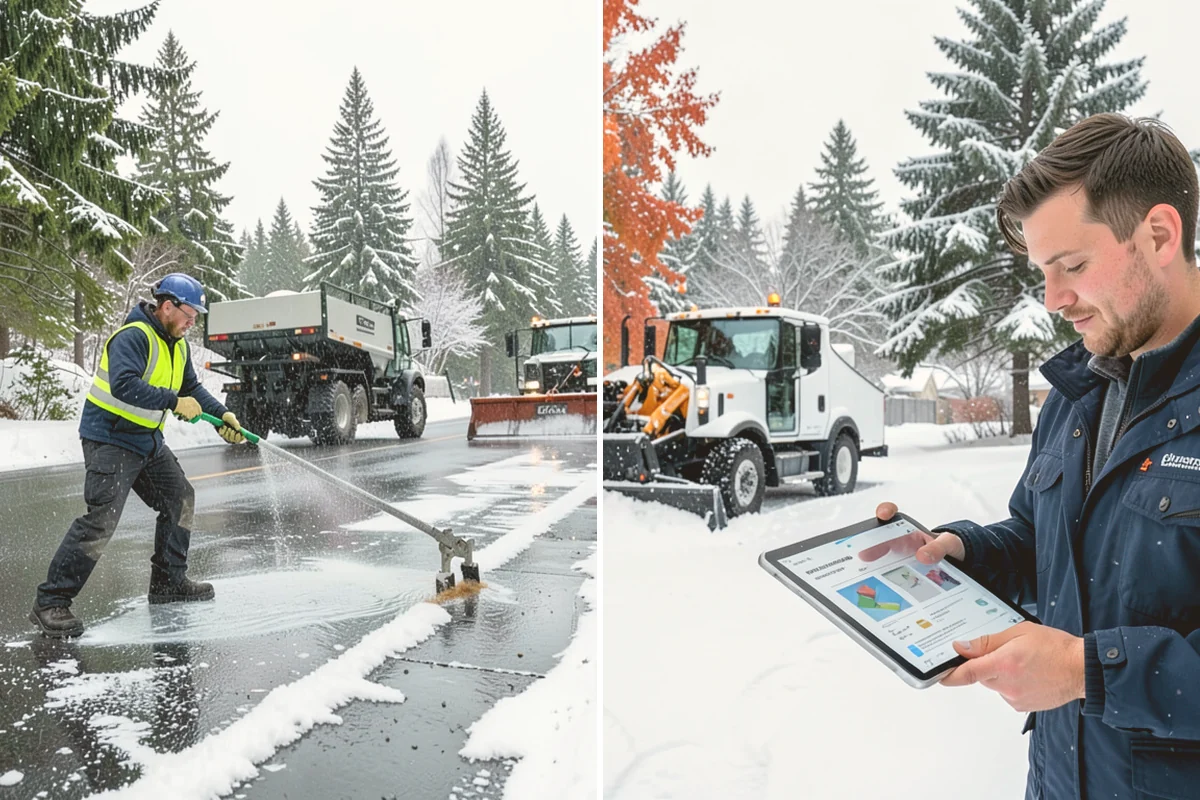 Office Park Snow Removal in Kirkland, King County, WA - Inventory shared lots, drive aisles, and inter-building walks