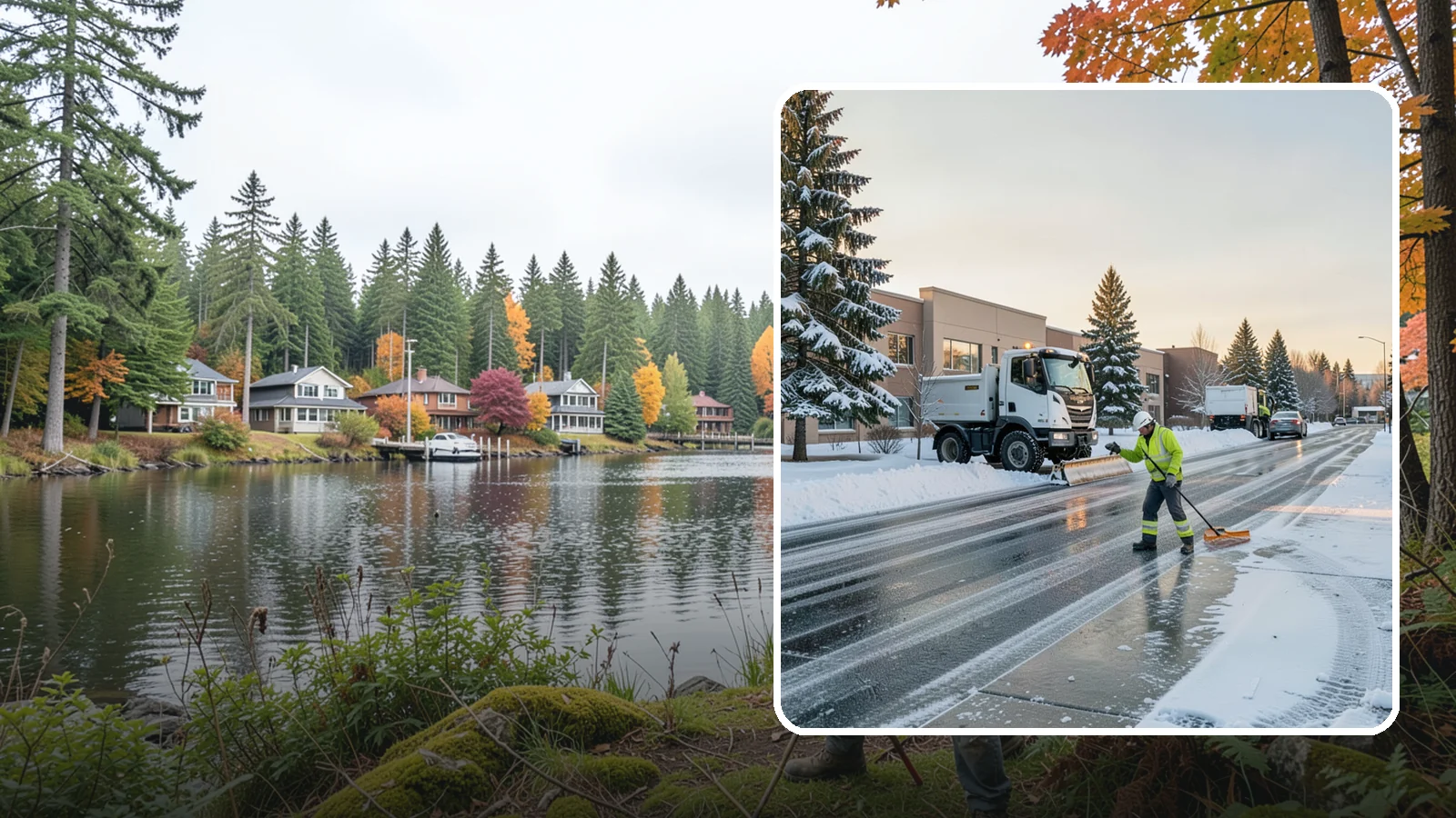 Office Park Snow Removal in La Conner, Skagit County, WA - Across multiple buildings and shared lots, we coordinate one seamless snow plan so every tenant's employees arrive to a cleared...