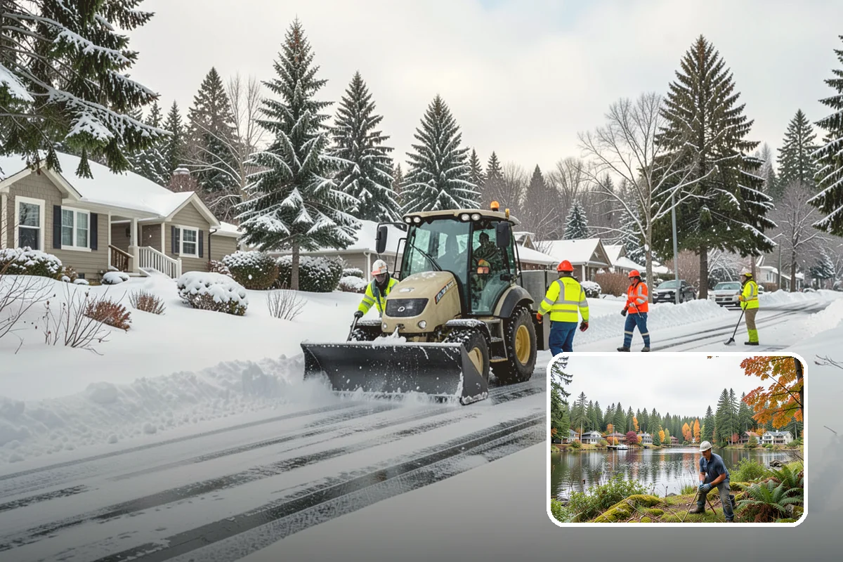Office Park Snow Removal in La Conner, Skagit County, WA - Whole-campus coordination across shared lots and drives