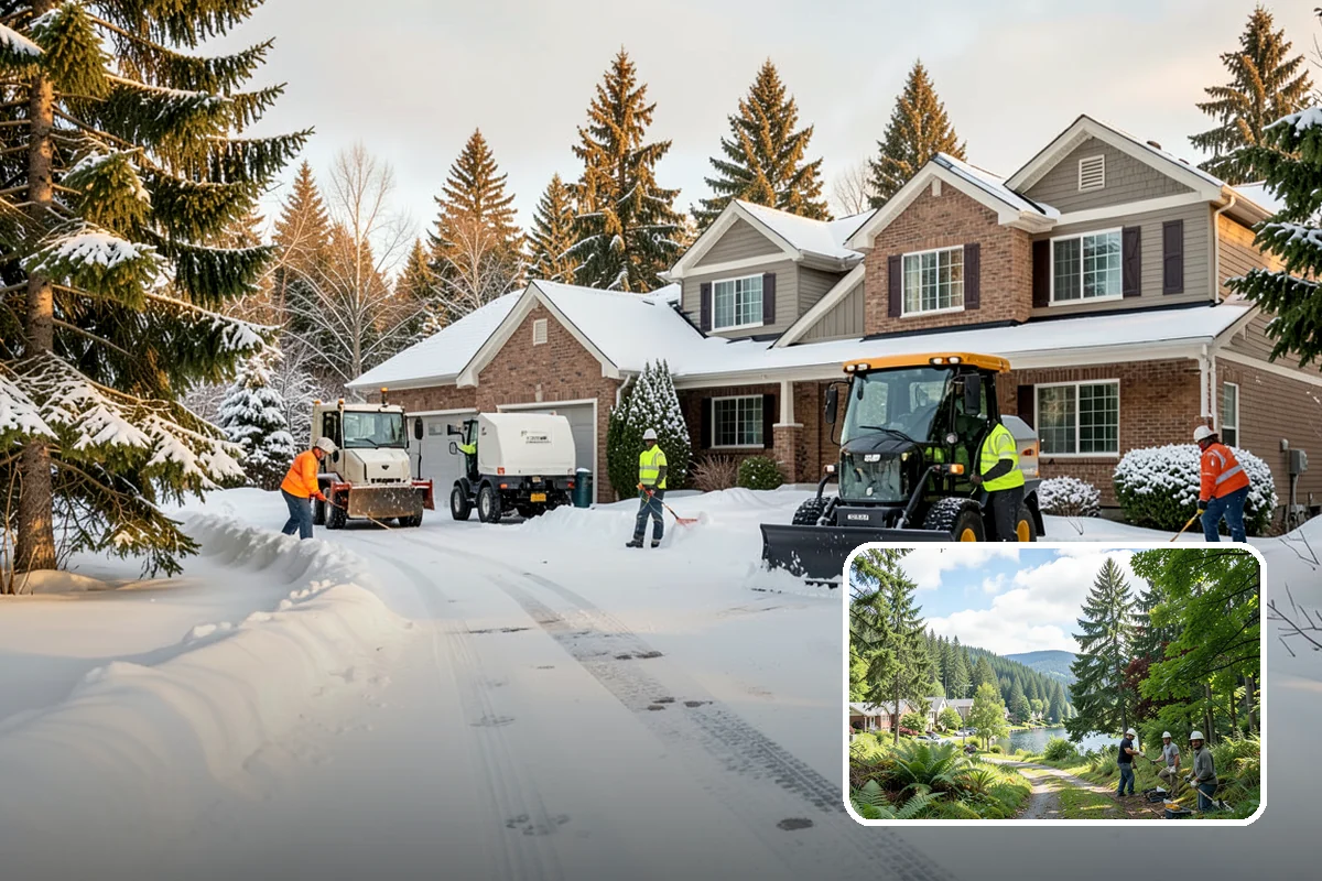Office Park Snow Removal in Lake Forest Park, King County, WA - Whole-campus coordination across shared lots and drives