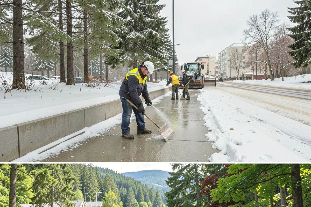 Office Park Snow Removal in Lake Forest Park, King County, WA - Office parks need dependable service December through February around weekday morning freeze events.