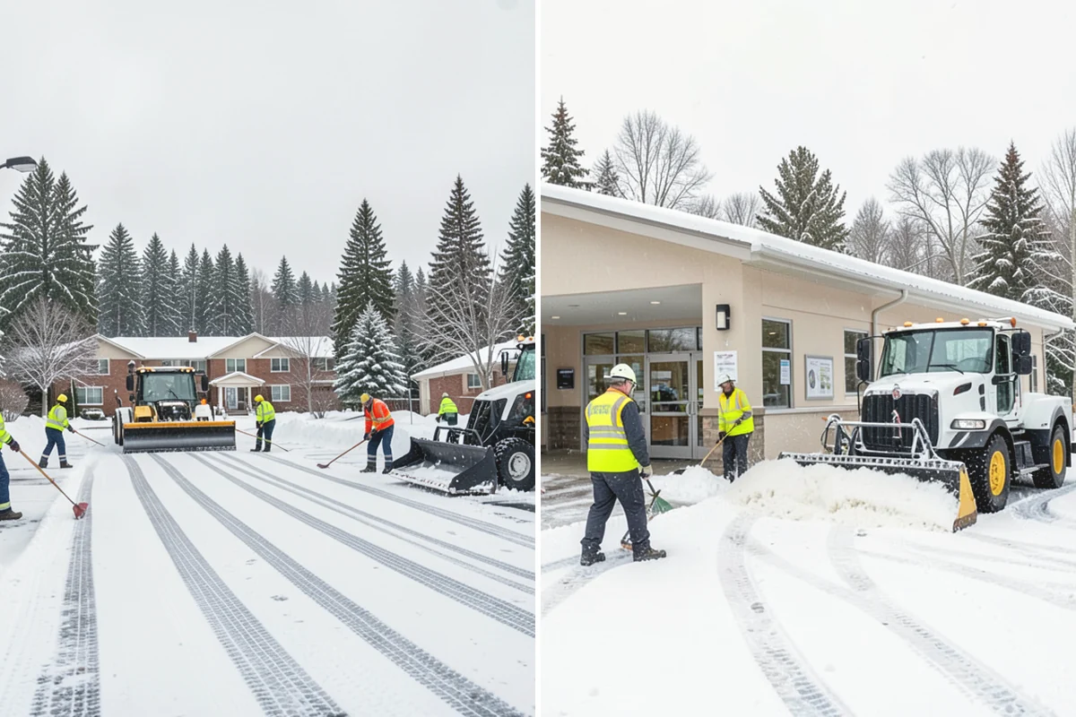 Office Park Snow Removal in Lake Stevens, Snohomish County, WA - Inventory shared lots, drive aisles, and inter-building walks