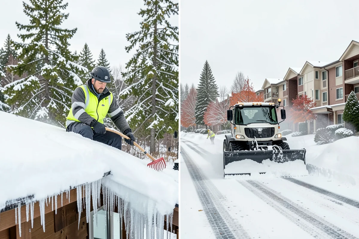 Office Park Snow Removal in Lakewood, Pierce County, WA - Inventory shared lots, drive aisles, and inter-building walks