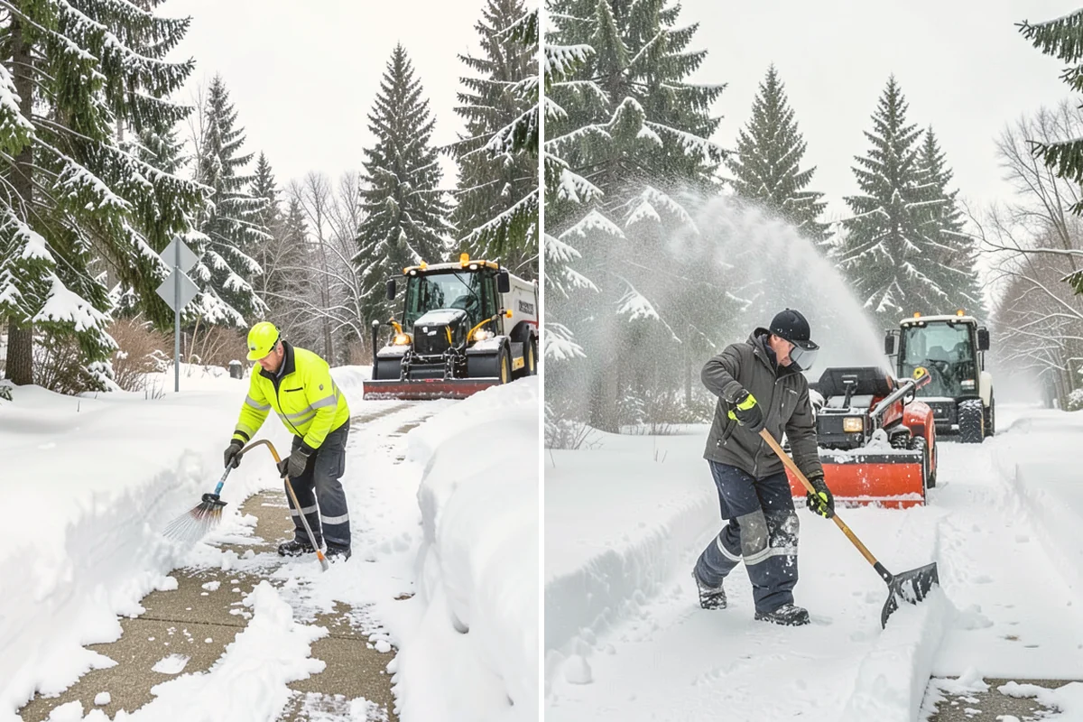 Office Park Snow Removal in Langley, Island County, WA - Inventory shared lots, drive aisles, and inter-building walks