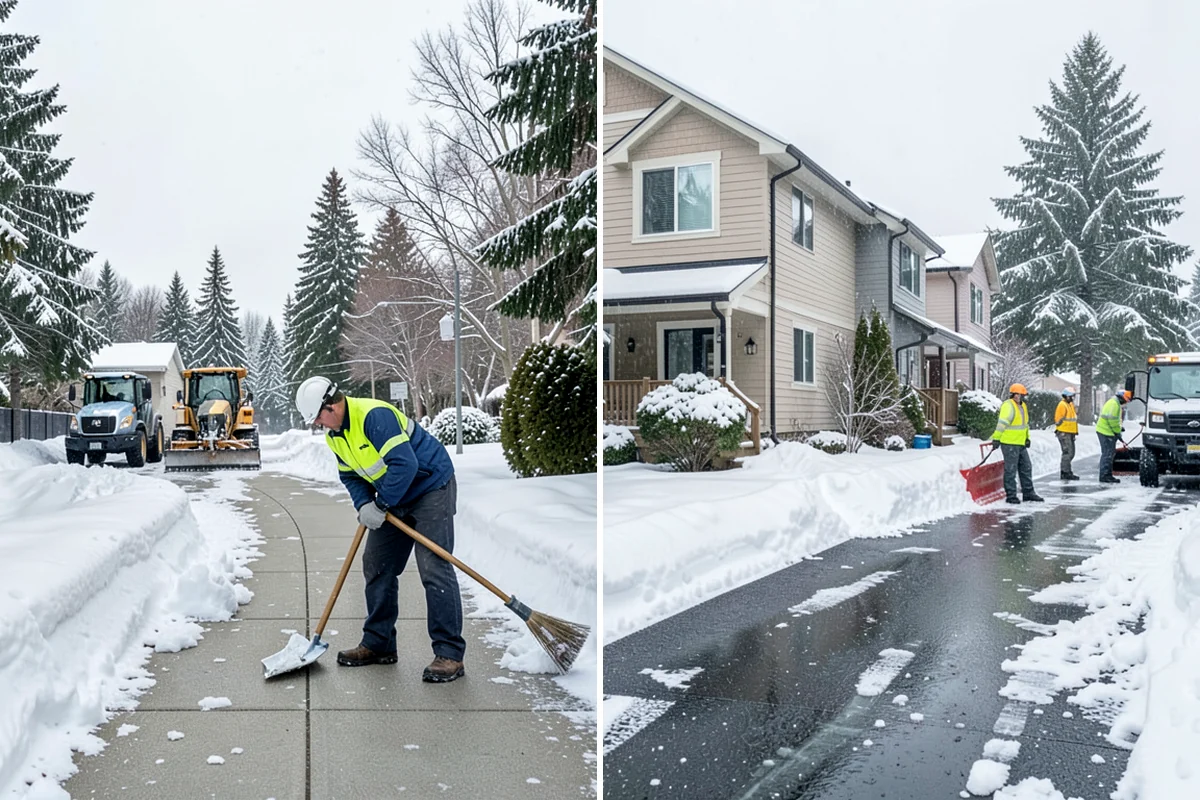 Office Park Snow Removal in Maple Valley, King County, WA - Inventory shared lots, drive aisles, and inter-building walks