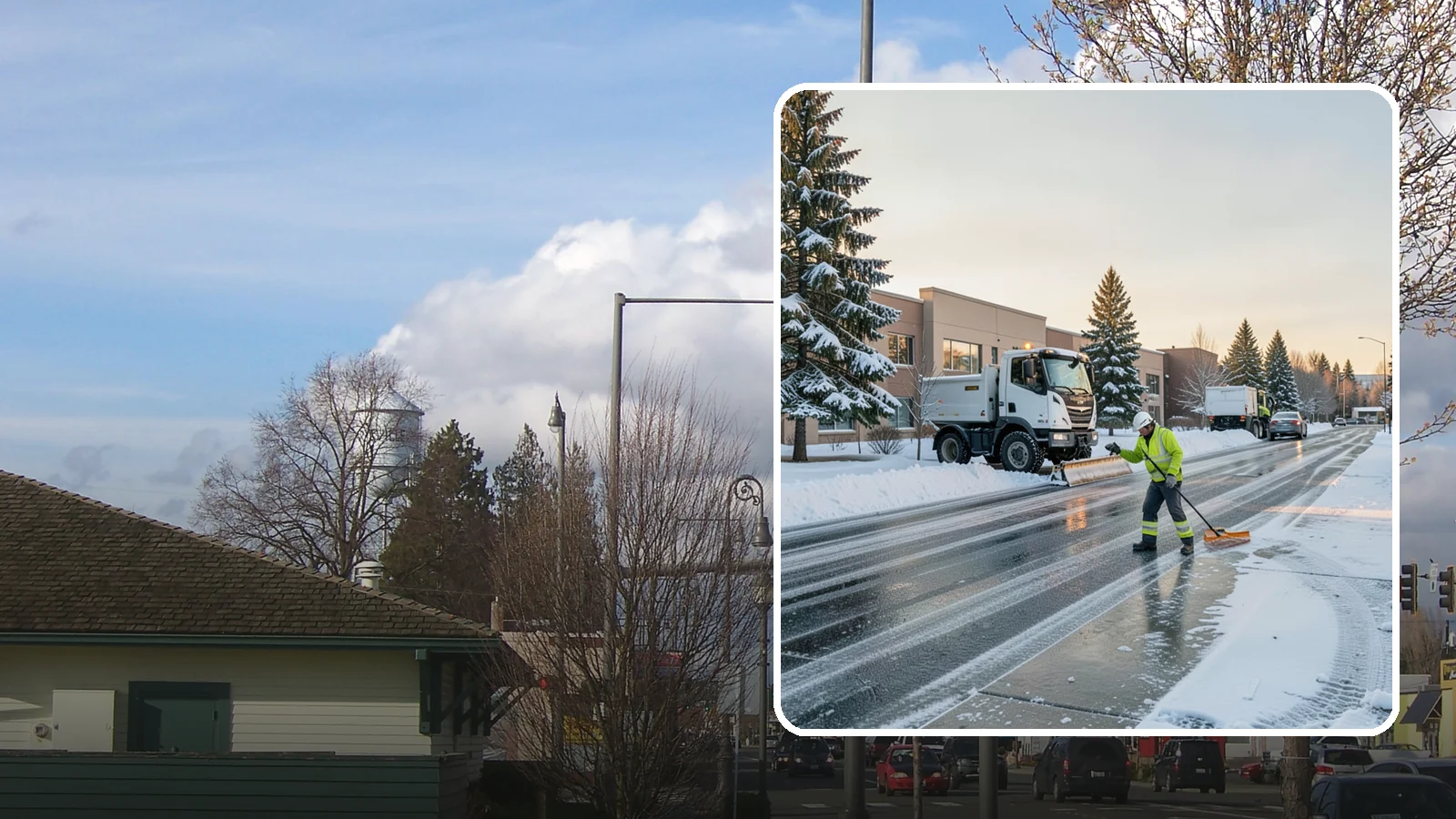 Office Park Snow Removal in Marysville, Snohomish County, WA - Across multiple buildings and shared lots, we coordinate one seamless snow plan so every tenant's employees arrive to a cleared...