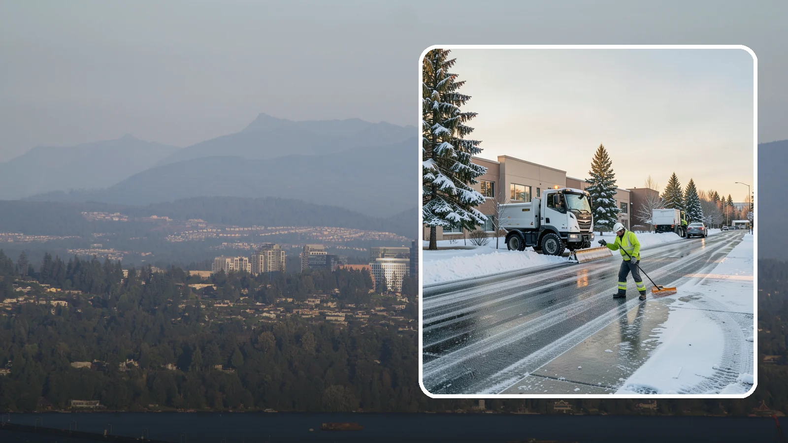 Office Park Snow Removal in Medina, King County, WA - Across multiple buildings and shared lots, we coordinate one seamless snow plan so every tenant's employees arrive to a cleared...