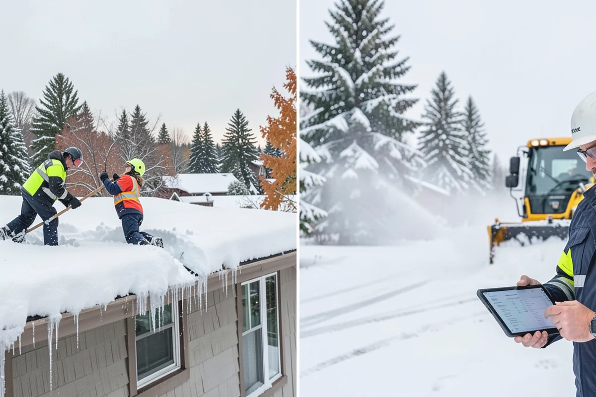 Office Park Snow Removal in Medina, King County, WA - Inventory shared lots, drive aisles, and inter-building walks
