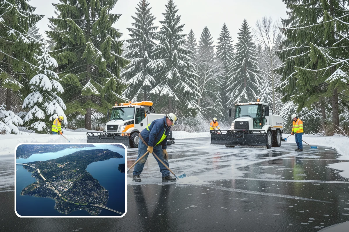 Office Park Snow Removal in Mercer Island, King County, WA - Whole-campus coordination across shared lots and drives