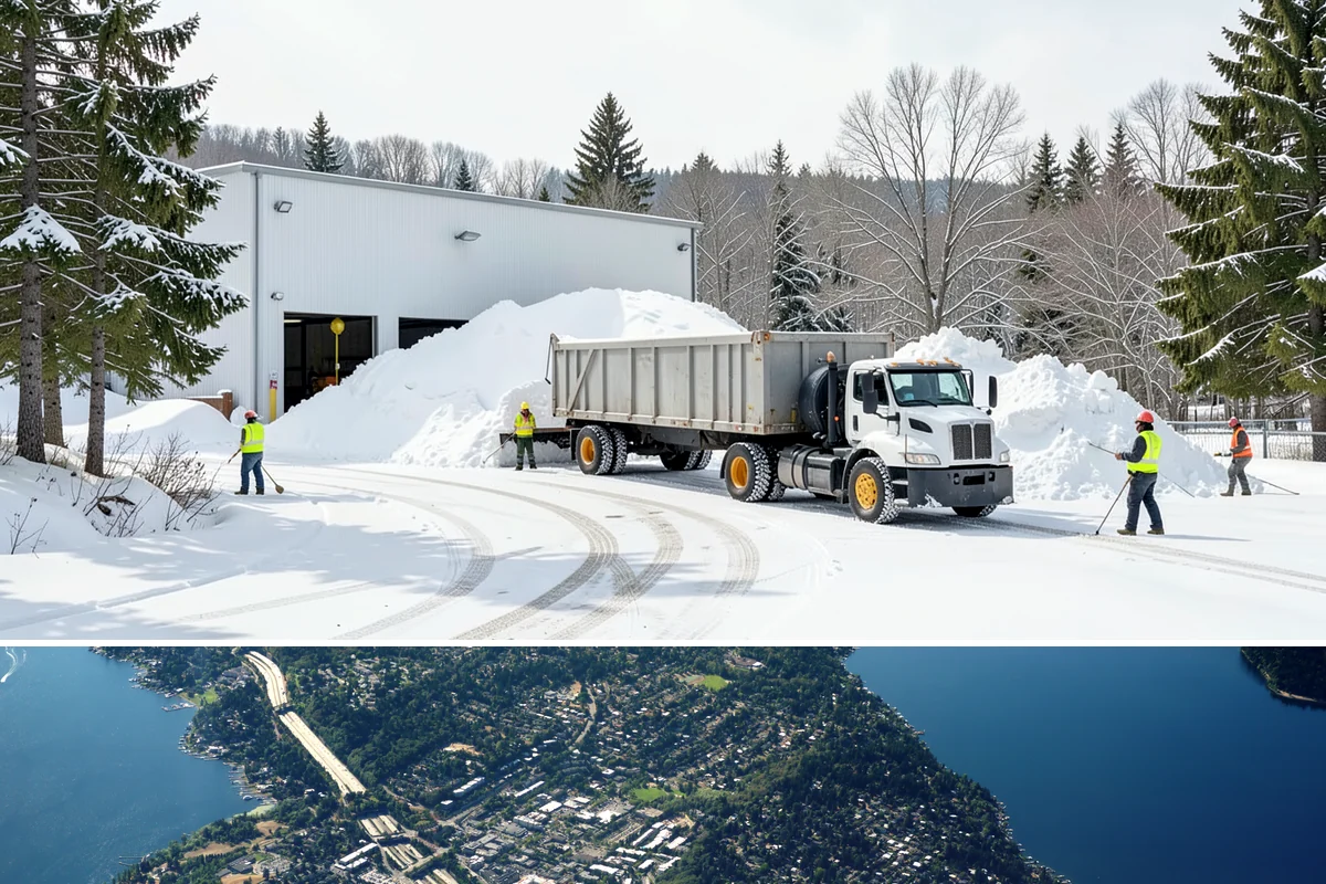 Office Park Snow Removal in Mercer Island, King County, WA - Office parks need dependable service December through February around weekday morning freeze events.