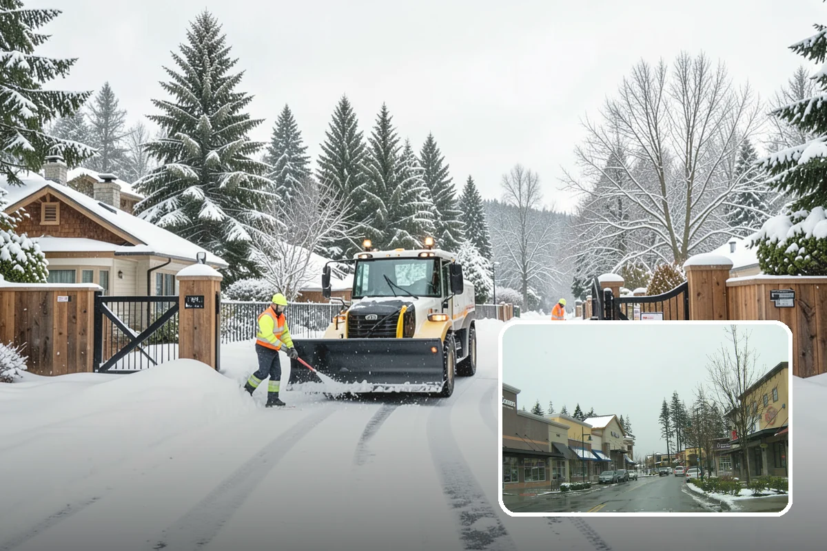Office Park Snow Removal in Mill Creek, Snohomish County, WA - Whole-campus coordination across shared lots and drives