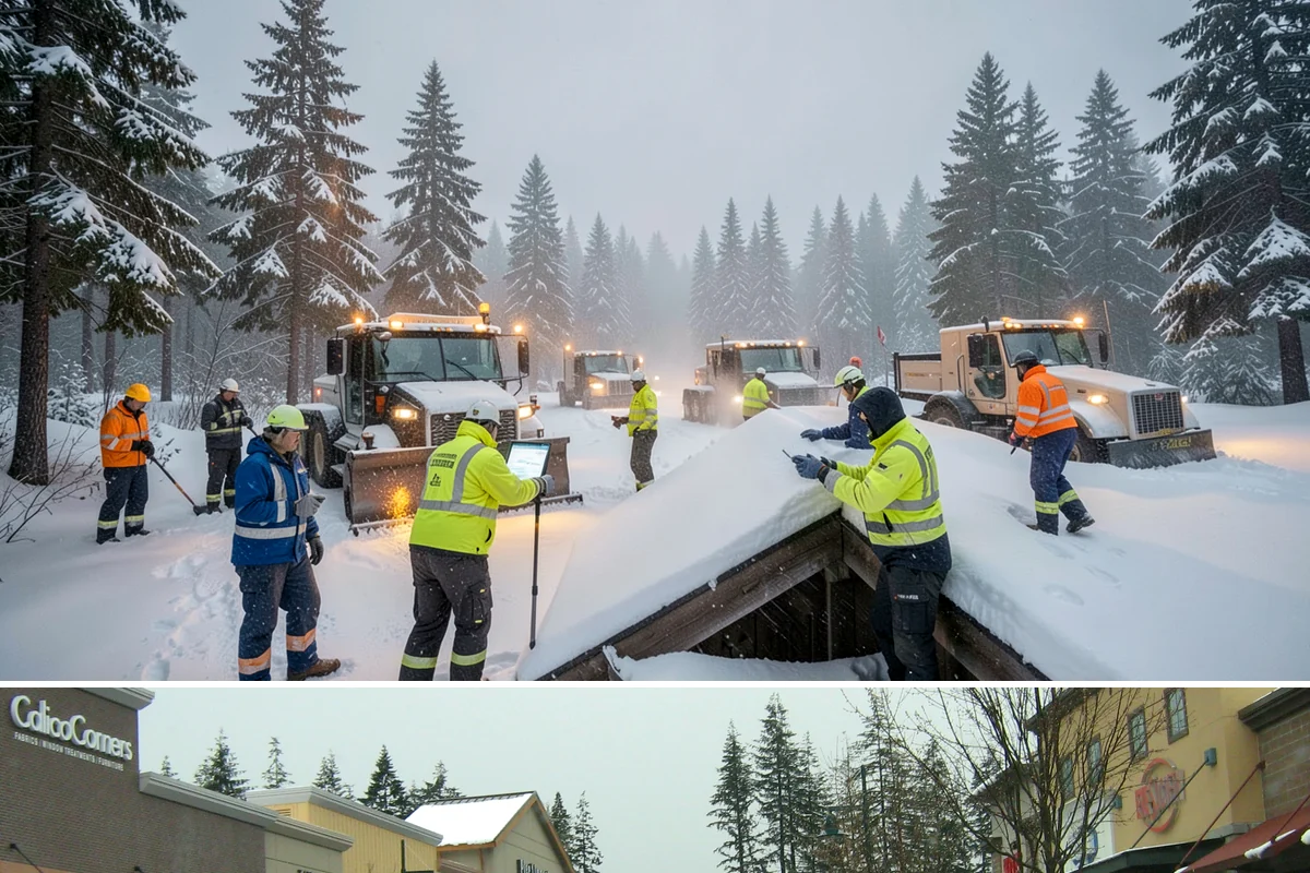 Office Park Snow Removal in Mill Creek, Snohomish County, WA - Office parks need dependable service December through February around weekday morning freeze events.