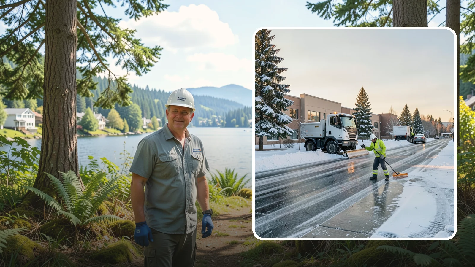 Office Park Snow Removal in Milton, King County, WA - Across multiple buildings and shared lots, we coordinate one seamless snow plan so every tenant's employees arrive to a cleared...
