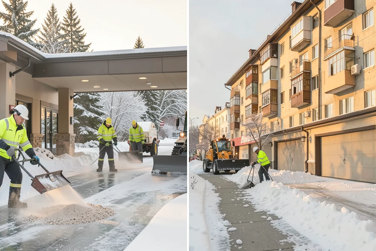 Office Park Snow Removal in Monroe, Snohomish County, WA - Inventory shared lots, drive aisles, and inter-building walks