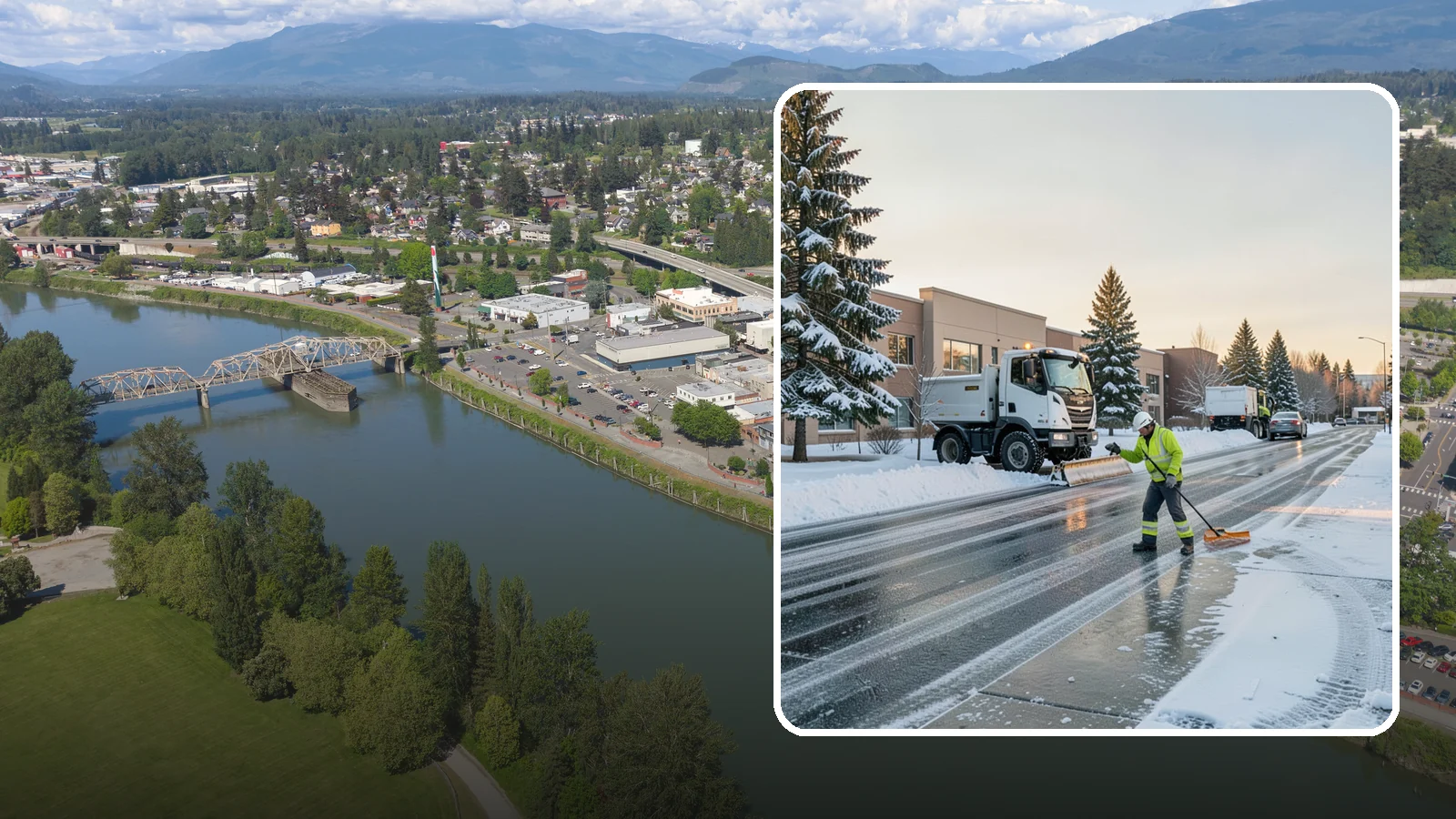 Office Park Snow Removal in Mount Vernon, Skagit County, WA - Across multiple buildings and shared lots, we coordinate one seamless snow plan so every tenant's employees arrive to a cleared...