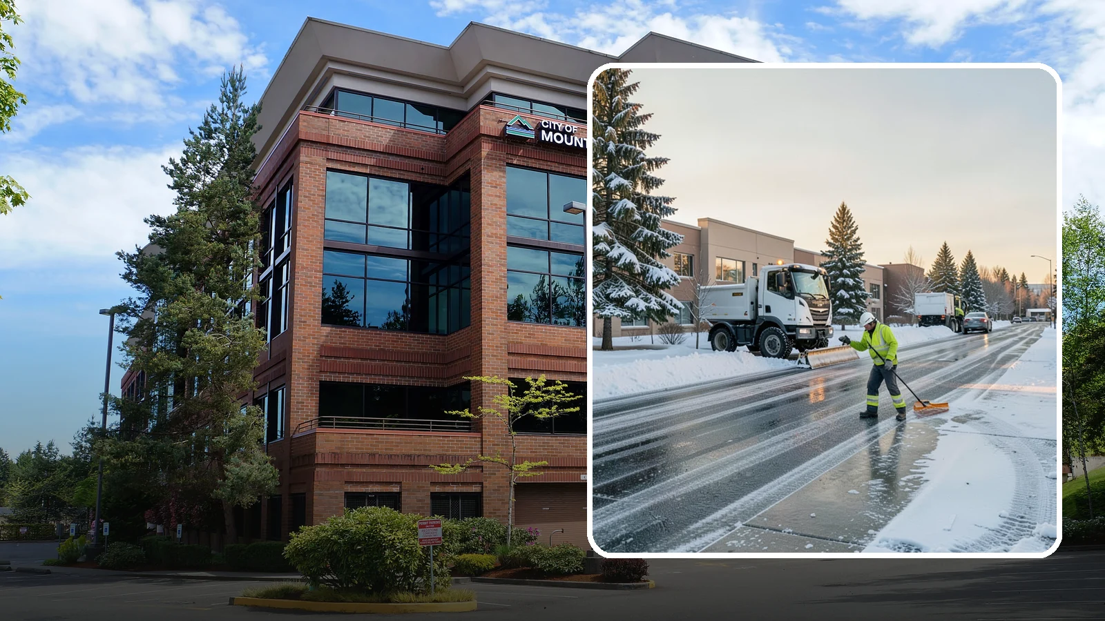 Office Park Snow Removal in Mountlake Terrace, Snohomish County, WA - Across multiple buildings and shared lots, we coordinate one seamless snow plan so every tenant's employees arrive to a cleared...