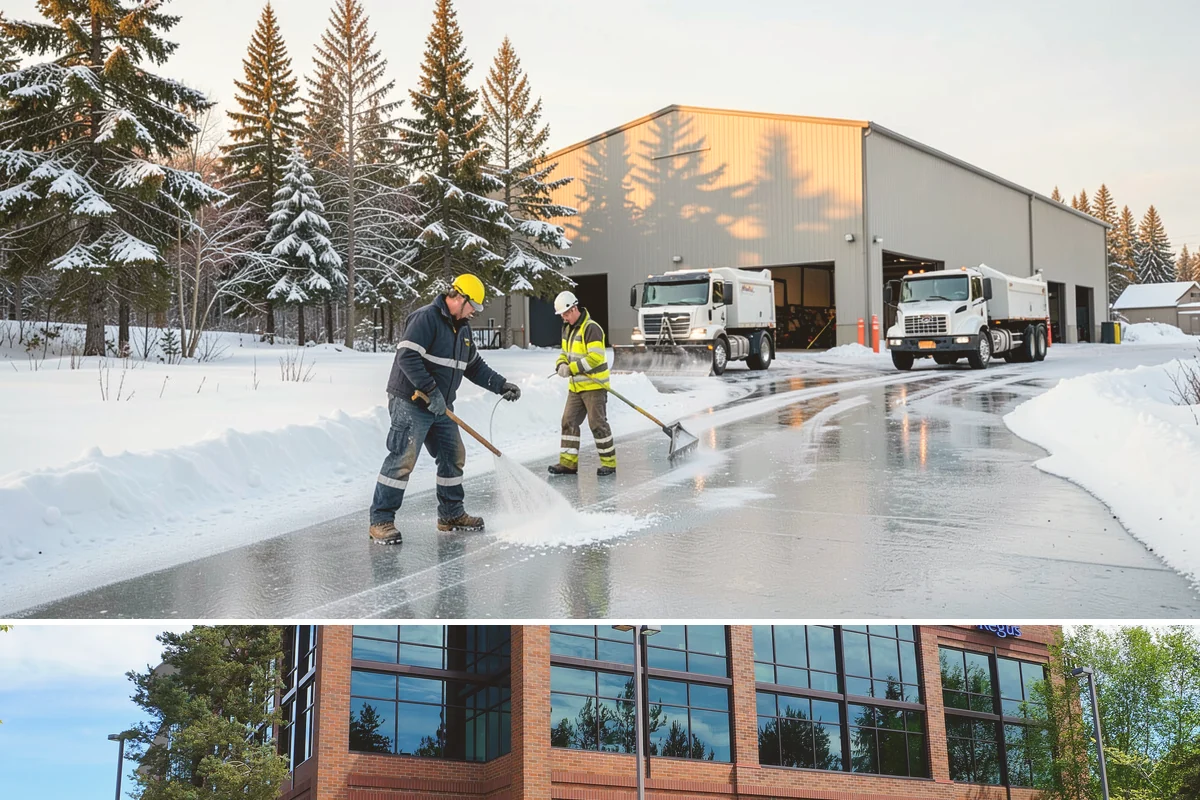 Office Park Snow Removal in Mountlake Terrace, Snohomish County, WA - Office parks need dependable service December through February around weekday morning freeze events.