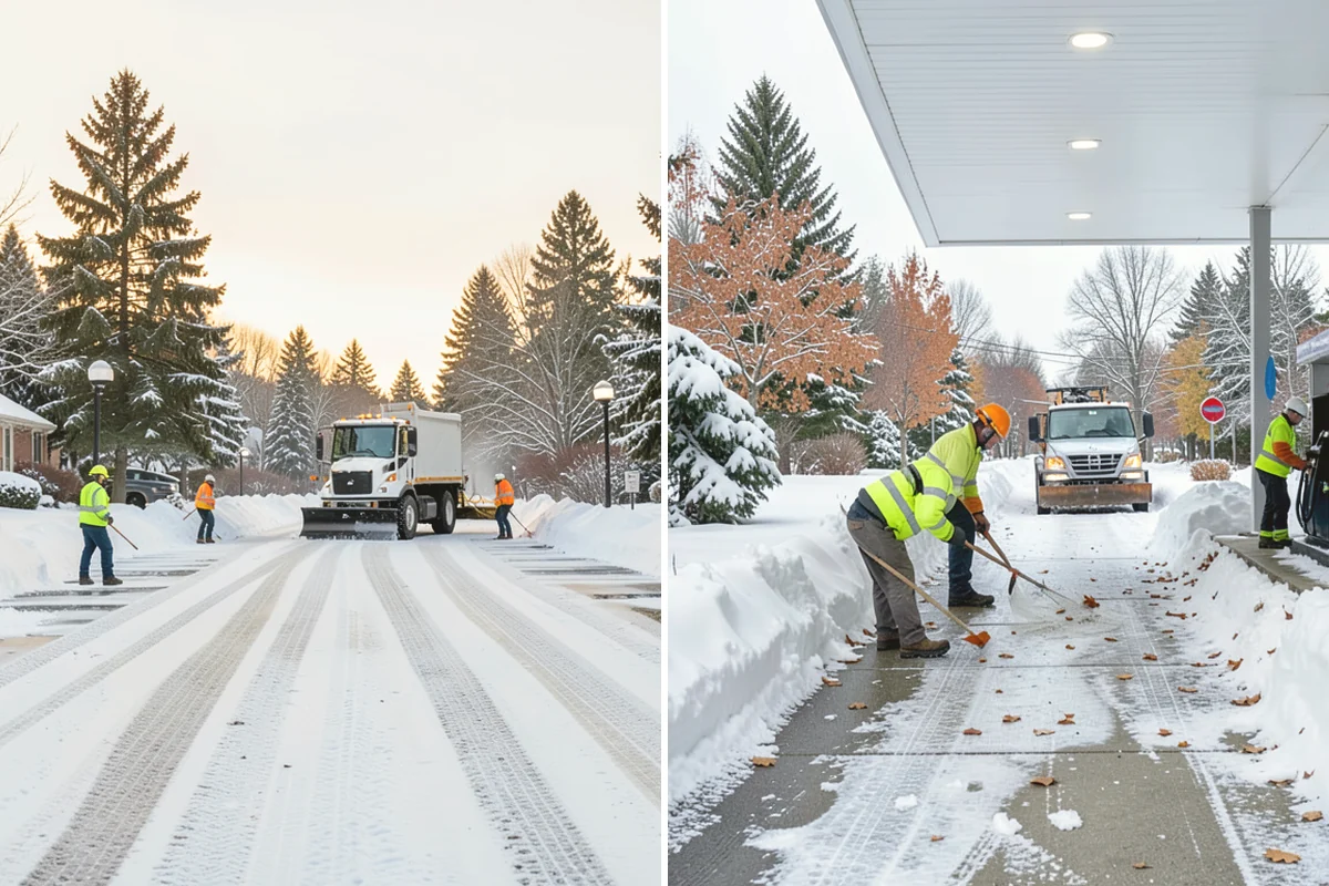 Office Park Snow Removal in Mukilteo, Snohomish County, WA - Inventory shared lots, drive aisles, and inter-building walks