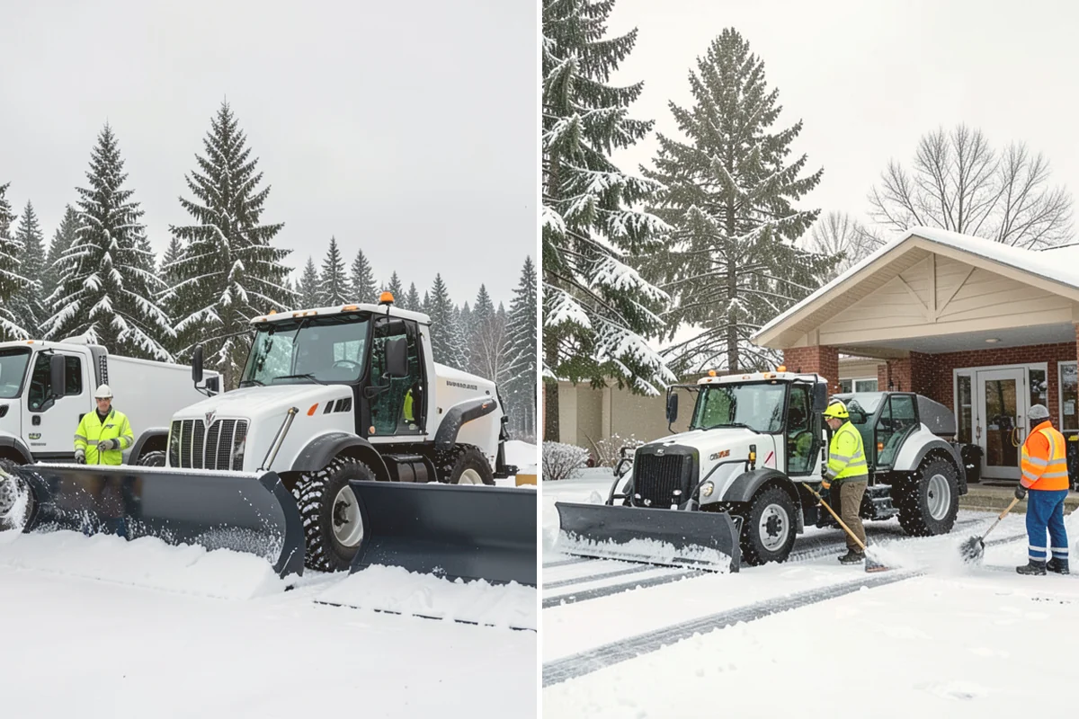 Office Park Snow Removal in Newcastle, King County, WA - Inventory shared lots, drive aisles, and inter-building walks